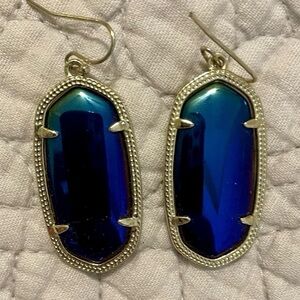 Kendra Scott Iridescent Black Gold Danielle Drop Statement Earrings Purple Blue